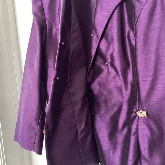 Alex Evenings women's Petite 10 Purple formal Long skirt suit Rhinestone Clasp - Picture 9 of 12